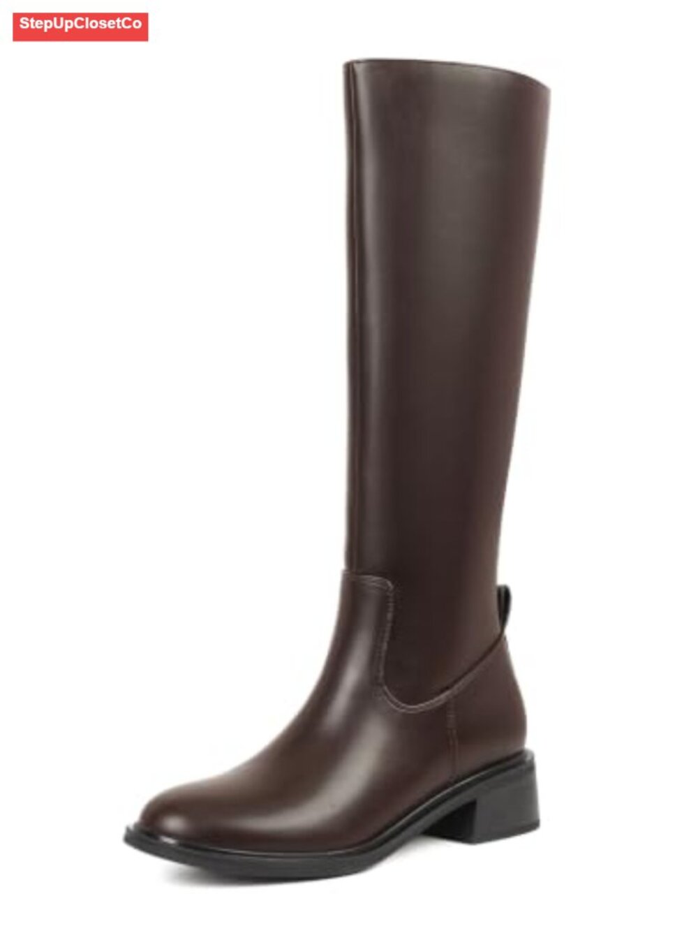 Women's Knee High Boots Full Side Zipper Round Toe Riding Boots